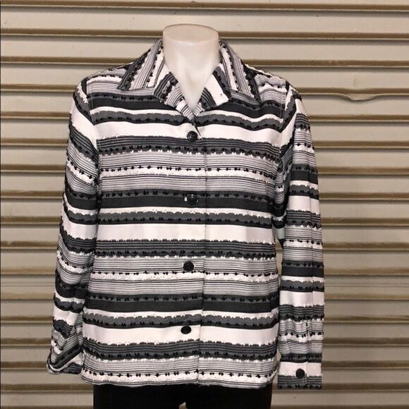Alfred Dunner blouse black and white size 8p - Picture 3 of 6